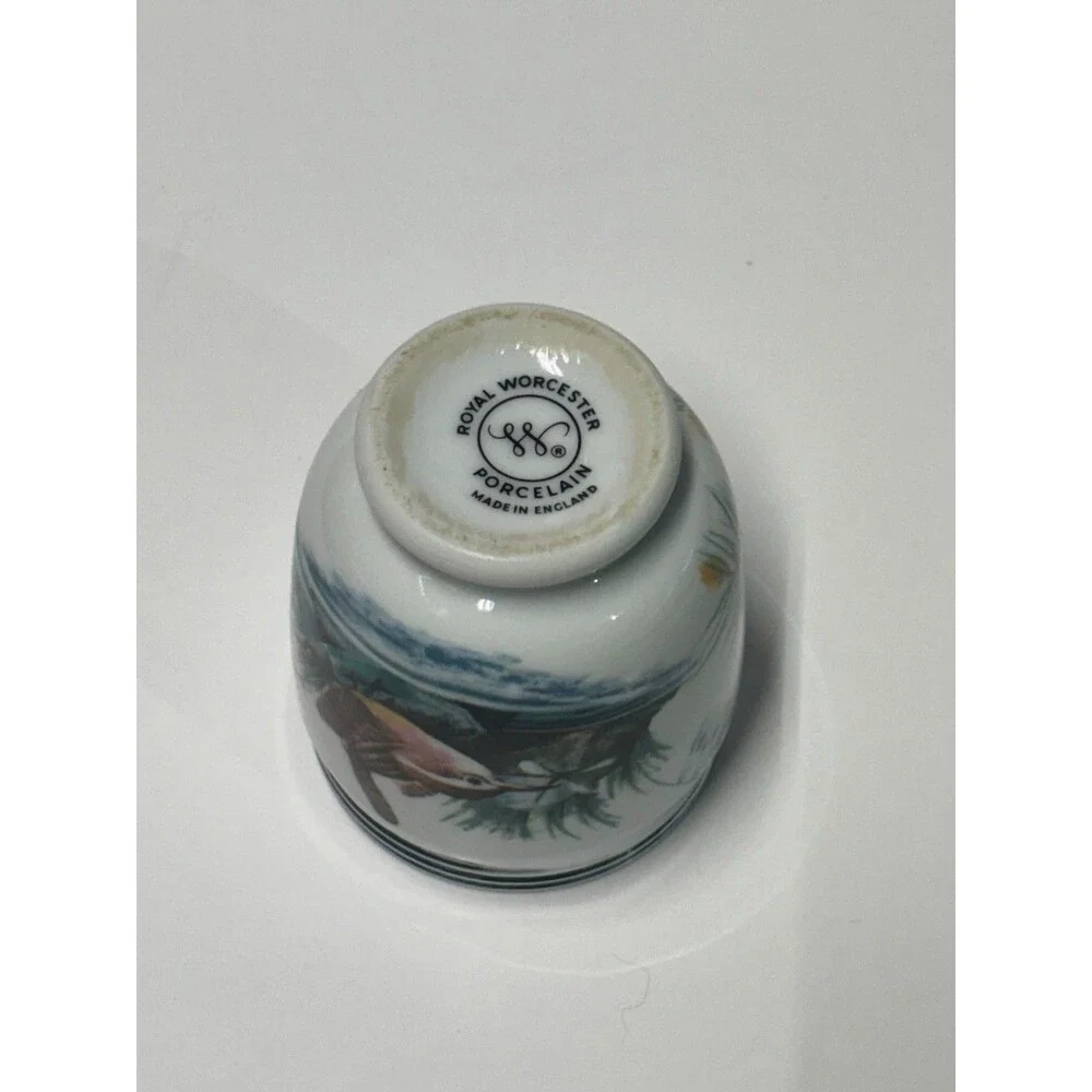 Royal Worcester Birds Egg Coddler Vintage Porcelain Chrome Lid Made England